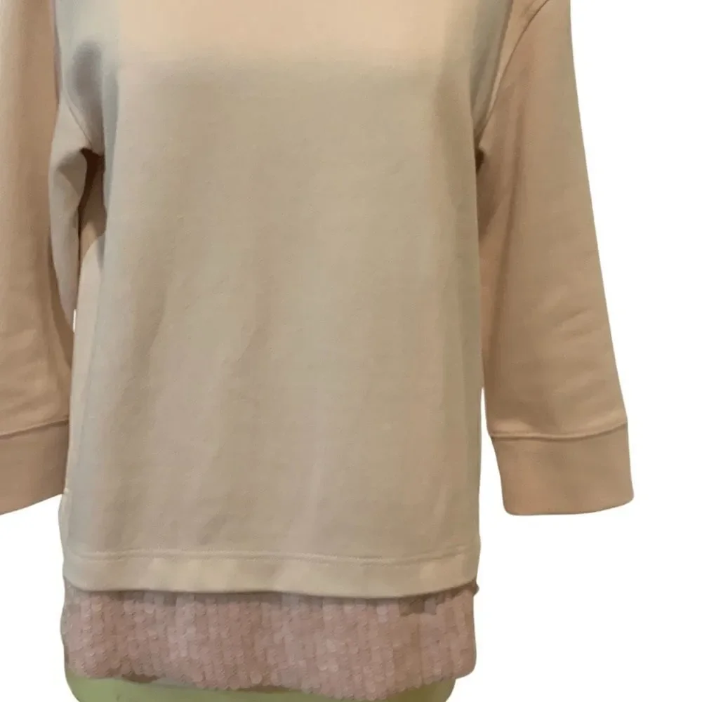 J. Crew Blush Pink Sequin-Trim Sweatshirt B7027 S Small